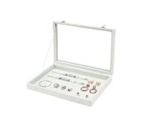 Coward Jewelry Organizer Tray Box, Grey Beige Velvet Blank Display Tray Case with Lid for Storage Necklaces Bracelets Rings Beads and Jewelry Accessories