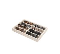 Coward Velvet Glasses Organizer - Beige Eyeglasses Watches Jewelry Display Tray Box for Men Women (8 Grids)