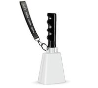 Cowbell Noise Makers with Handle and Wrist Strap - 8 Inch Loud Steel Cheering Cow Bells for Sporting Events, Football Games, Parties, Concerts & More (White)