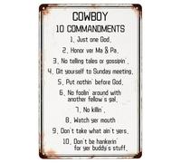 Cowboy 10 Commandments Vintage Metal Sign Git Yourself To Sunday Meeting Motivational Quotes Creative Tin Signs For Bar Kitchen Pub Man Cave Home Gift Wall Decor Retro Metal Tin Sign 8X12 Inches
