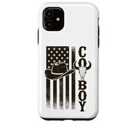 Cowboy American Flag Longhorn Skull Vintage Western Case for iPhone 11