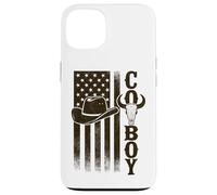Cowboy American Flag Longhorn Skull Vintage Western Case for iPhone 13