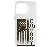 Cowboy American Flag Longhorn Skull Vintage Western Case for iPhone 13 Pro