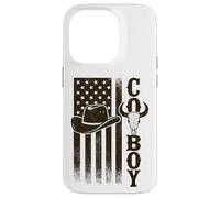 Cowboy American Flag Longhorn Skull Vintage Western Case for iPhone 14 Pro