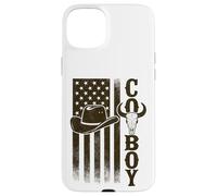 Cowboy American Flag Longhorn Skull Vintage Western Case for iPhone 15 Plus