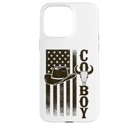 Cowboy American Flag Longhorn Skull Vintage Western Case for iPhone 15 Pro Max