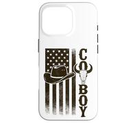 Cowboy American Flag Longhorn Skull Vintage Western Case for iPhone 16 Pro