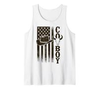 Cowboy American Flag Longhorn Skull Vintage Western Tank Top
