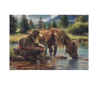 Cowboy And Horse 300 Piece Jigsaw Puzzle for Adults Rainy Day Activity Mindful Relaxation Precision Cut Pieces Unique Gift Wall Art Decor 300 PCS