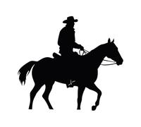 Cowboy and Horse Running Silhouettes Wall Decals 51x57.1cm Removable Without Leaving Glue Black