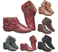 Cowboy Ankle Boots for Women,Vintage Leather Comfortable Lightweight Zip Up Western Flat Lace Up Zipper Booties Casual Walking Booties Low Heel Boots with Arch Support Low Heel Fashion