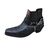 Cowboy Ankle Boots Men's Brown Western Boots Men's Leather Vintage Chelsea Boots Elegant Cowboy Boots Fashion Western Boots with Heel Riding Boots Gothic Ankle Boots Japanese High Heels, black, 9 UK