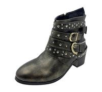 Cowboy Ankle Boots Women's Gothic Leather Boots with Rivets Cowboy Boots Western Boots Vintage Women's Boots Block Heel Slip Boots Autumn Ankle Boots Work Short Boots Winter Boots Riding Boots, Green,