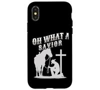 Cowboy At Cross What A Savior Jesus Christian Western Mens Case for iPhone X/XS