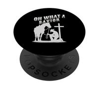 Cowboy At Cross What A Savior Jesus Christian Western Mens PopSockets Adhesive PopGrip