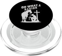 Cowboy At Cross What A Savior Jesus Christian Western Mens PopSockets PopGrip for MagSafe