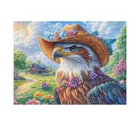 Cowboy Bald Eagle 500 Piece Jigsaw Puzzle for Adults Bathroom Wall Art Relaxing Activity Smooth Edges for Homeowners 500 PCS