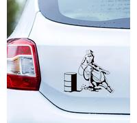 Cowboy Barrel Racing Stickers, Western Design with Horse & Barrel - Black and White Vinyl Stickers for Car, Laptop & More - Weatherproof & Removable Without Residue (15 x 17.8 cm, Set of 2)
