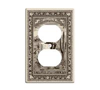 Cowboy Bathroom Duplex Outlet Covers Wall Plate, Western Rustic Cactus Desert None Beige Plastic Standard Size Double Power Outlet Cover Plate for Home Living Room New Apartment Decor