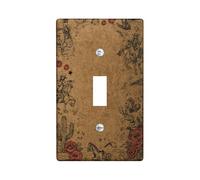 Cowboy Bathroom Single Light Switch Cover Plate, Western Rustic Cactus Rose Fall Brown Plastic Standard Size Decorative Wall Plates for New Apartment Home Bedroom Office Decor (Single)