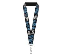 Cowboy Bebop Lanyard, Cowboy Bebop Title Logo and Character Blocks Black Blues, Elastic, Multicolor, 44" x 1"