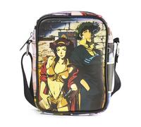 Cowboy Bebop Vegan Leather Crossbody Bag with Adjustable Strap, Cowboy Bebop Faye and Spike Pose with Scenes