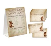 Cowboy Birthday Party Game, What’s Your Cowboy Name Game(One Sign+30 Name Tag Stickers), Cowboy Party Game,Fun Games For School Office Home Party-MZC05