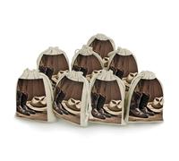 Cowboy Black Hat Western Boots 8 PCS Muslin Bags with Drawstring Sachet Bags Empty Small Cotton Drawstring Bag Muslin Reusable & Washable Cotton Bag for Herb Spice Candy Soap Jewelry Wedding Gift Pouc