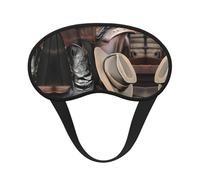 Cowboy Black Hat Western Boots Black Border Satin Sleep Mask for Light Blocking Comfort