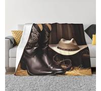 Cowboy Black Hat Western Boots Blanket Ultra-Soft Micro Fleece Throw Blanket Microfiber Blanket All Seasons Warm Air Conditioner Blanket Lightweight Flannel Blankets for Bed Couch 80"x60"