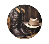 Cowboy Black Hat Western Boots Button Pins 1 Pc, 2.4 Inch Round Button Badges Metal Personalized Picture Photo Pin Buttons Kit For Craft Supplies Christmas Diy Party Projects, 5 PCS, One size