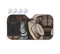 Cowboy Black Hat Western Boots Car Windscreen Sun Shade Aluminum Foil Front Windshield Heat Shield for Car SUV S