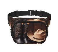 Cowboy Black Hat Western Boots Fanny Pack For Women Waterproof Adjustable Belt Bags Waist Pack Fashion Casual Crossbody Bags Bum Bag For Running Workout Hiking Traveling, Black, One Size