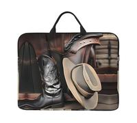 Cowboy Black Hat Western Boots Laptop Bag 14 Inch Handheld Portable Briefcase Shockproof Protective Sleeve Computer Inner Bag