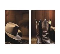 Cowboy Black Hat Western Boots Leather Passport Holder Handmade Passport Cover with Card And Ticket Slot Easy Access Passport Case Passport Wallet Passport Holder for Women And Men, style, 20.3x13.8cm