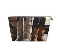 Cowboy Black Hat Western Boots Leather Travel Wash Bag, A Fashionable and Practical Makeup Organizer