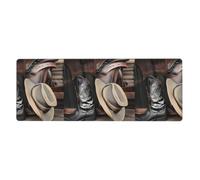 Cowboy Black Hat Western Boots Mouse Pad 12x31.5in Extended Gaming Desk Mat