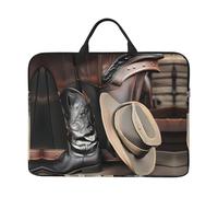 Cowboy Black Hat Western Boots Patterned Laptop Sleeve (16.5x12.2 inches), Anti-Collision Protective Shell, Portable Handheld Design