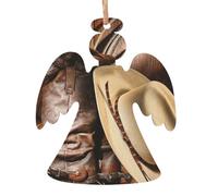 Cowboy Black Hat Western Boots Printed Angel Shape Christmas Tree Pendants 2 Pcs, Lanyards Home Holiday Xmas New Year Party Decorations