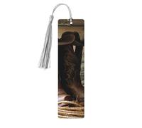 Cowboy Black Hat Western Boots Printed Bookmarks,Exquisite Wood Bookmarks,Bookmarks for Women - Ideal Gift for Book Lovers Gray