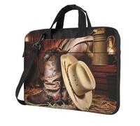 Cowboy Black Hat Western Boots Printed Waterproof Laptop Case Ultra-Thin Portable One-Shoulder Laptop Bag 600d Oxford 13in/14in/15.6in