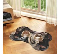 Cowboy Black Hat Western Boots Prints Bone-shaped pet meal mat | Absorbent, non-slip, durable, and easy-to-clean pet feeding mat