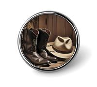 Cowboy Black Hat Western Boots Round Lapel Pins Backpack Pin Cute Brooch Decoration Brooches for Women Men Fashion Button Badges for Hat Backpacks Purses Jackets Shirt Suit