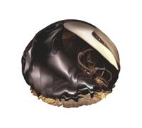 Cowboy Black Hat Western Boots Shower Caps for Women Reusable Waterproof Shower Bonnet Large Elastic Bath Caps Double Layers Bathing Hair Caps Designed for all Hair Lengths with PEVA Lining