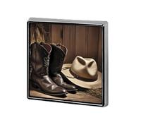 Cowboy Black Hat Western Boots Square Lapel Pins Backpack Pin Cute Brooch Decoration Brooches for Women Men Fashion Button Badges for Hat Backpacks Purses Jackets Shirt Suit
