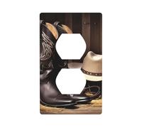Cowboy Black Hat Western Boots Wall Plates Covers 1 Gang Duplex Light Switch Cover Plate Electrical Wall Plates Receptacle Covers Decorative Outlet Covers For Home Decor