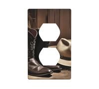 Cowboy Black Hat Western Boots Wall Plates Covers 1 Gang Duplex Light Switch Cover Plate Electrical Wall Plates Receptacle Covers Decorative Outlet Covers For Home Decor