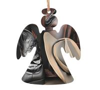 Cowboy Black Hat Western Boots Wooden Tree Ornaments Angel Shape 4 PCS, Hanging Decorative Pendants, Vintage Design for Holiday