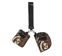 Cowboy Black Hat Western Boots Wristlet Keychain Wallet Pouch with Strap Double Zipper Small Coin Purse Portable Wrist Bag for Travel Gym Daily Use