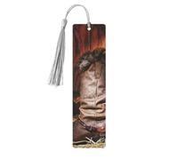 Cowboy Black Hat Western Bootsdouble Sided Printed Wooden Bookmark 18x3.1cm for Reading, A Gift for Book Enthusiasts and Readers, and A Reading Accessory for Book Enthusiasts